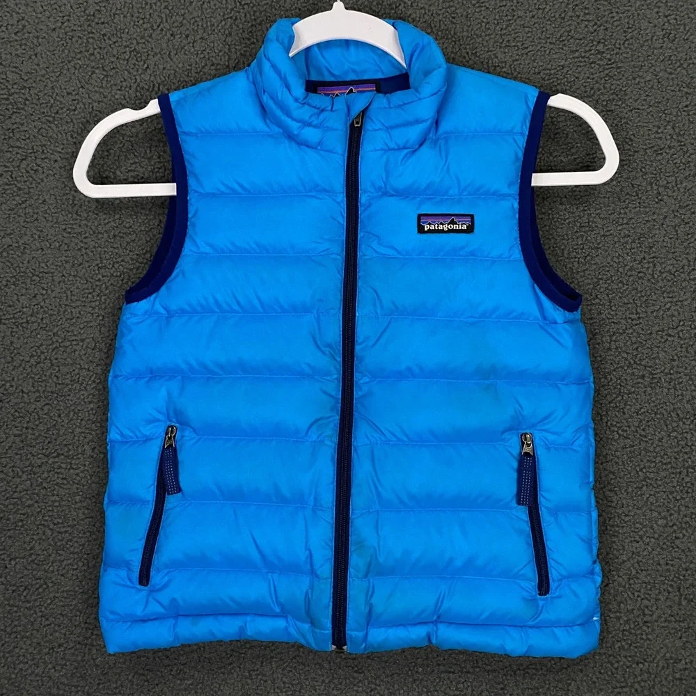 Patagonia Down Sweater Vest Boys Kids XS 5-6 Blue Goose Puffer Insulated Winter